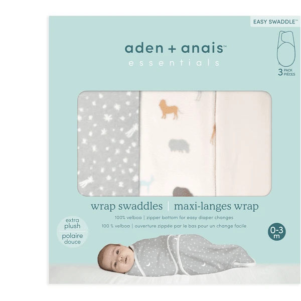 Aden + Anais™ Essential S Easy Swaddle™ Pucksack 1.5 TOG 3-pack Wild Prairie Velboa 0-3 Maanden 4 Aden + Anais™ Essential S Easy Swaddle™ Pucksack 1.5 TOG 3-pack Wild Prairie Velboa 0-3 Maanden - Afbeelding 2