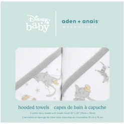 Aden + Anais™ Essential S Hooded Towel Dumbo New Heights 2-pack -MiniMoois aden anais essential s hooded towel dumbo new heights 2 pack a378456 3