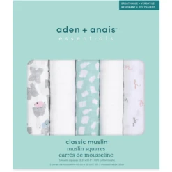 Aden + Anais™ Essential S Katoenen Mousseline Doekjes 5-pack Alpha Bet Animals 60 X 60 Cm -MiniMoois aden anais essential s katoenen mousseline doekjes 5 pack alpha bet animals 60 x 60 cm a383647 1