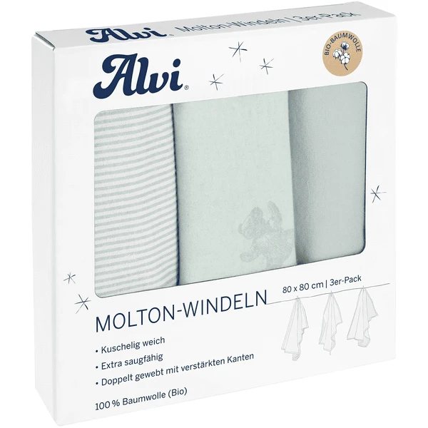 Alvi ® Molton Luiers 3-pack Teddy 1961 80 X 80 Cm 3 Alvi ® Molton Luiers 3-pack Teddy 1961 80 X 80 Cm