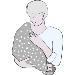 Alvi® Voedingsdoek 2 In 1 Stars Zilver -MiniMoois alvi voedingsdoek 2 in 1 stars zilver a285894 1