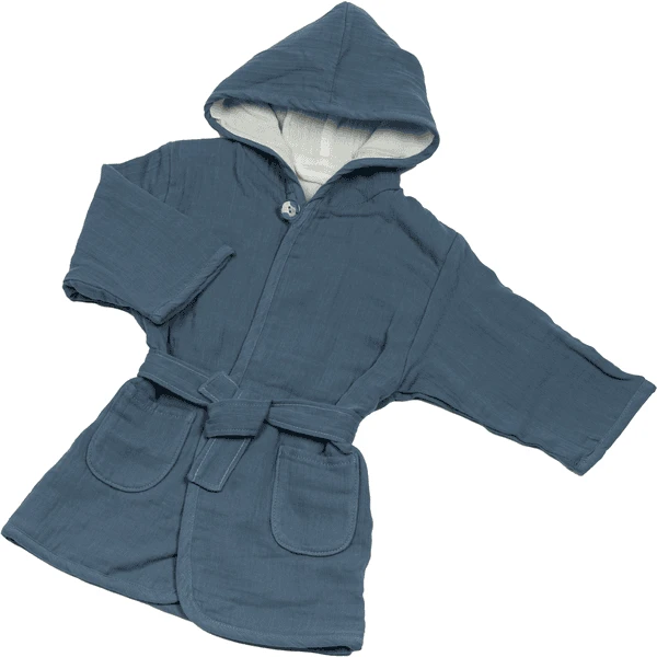 Be Be 's Collection Mousseline Badjas Donkerblauw 5 Be Be 's Collection Mousseline Badjas Donkerblauw - Afbeelding 3