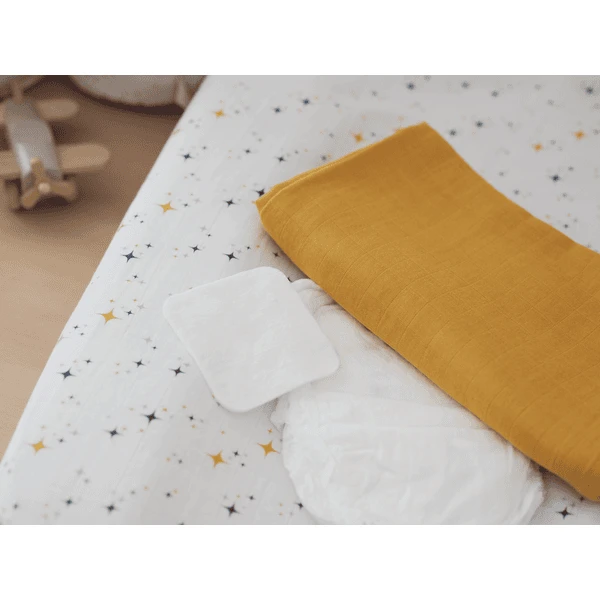 BEABA ® Set Van 2 Burp Cloths Honey Yellow / Starry Night 120 X 120 Cm 5 BEABA ® Set Van 2 Burp Cloths Honey Yellow / Starry Night 120 X 120 Cm - Afbeelding 3