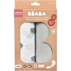 BEABA ® Set Van 2 Burp Doeken Mirage Grijs /Jungle 120 X 120 Cm -MiniMoois beaba set van 2 burp doeken mirage grijs jungle 120 x 120 cm a365383 1