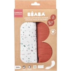 BEABA ® Set Van 2 Burp Doeken Mirage Hot Sauce / Terrazzo 120 X 120 Cm -MiniMoois beaba set van 2 burp doeken mirage hot sauce terrazzo 120 x 120 cm a365388 4
