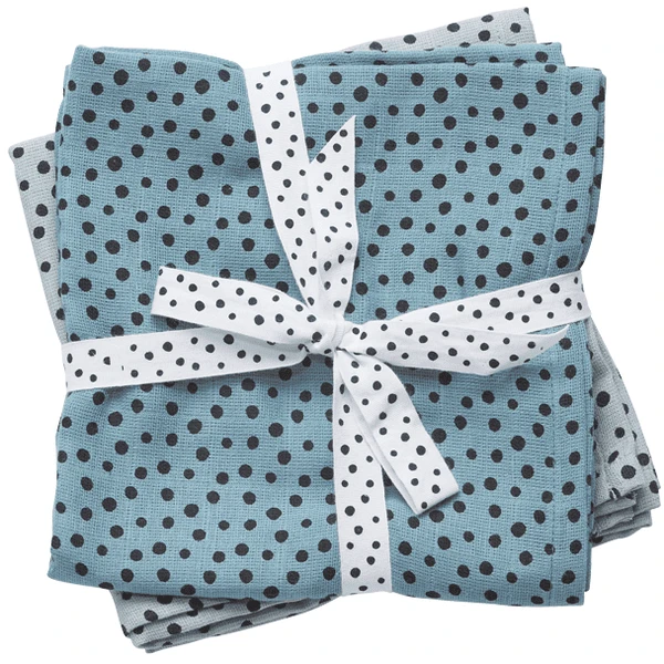 Done By Deer ™ Spit Towel 2-pack Happy Dots Blauw 3 Done By Deer ™ Spit Towel 2-pack Happy Dots Blauw