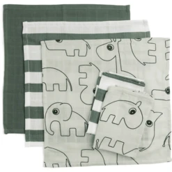 Done By Deer ™ Washandje 5-pack Hert Friends Groen -MiniMoois done by deer washandje 5 pack hert friends groen a341908 4