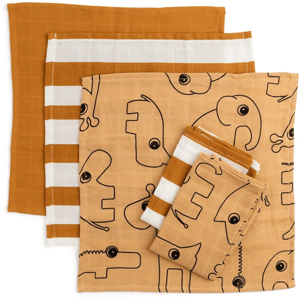 Done By Deer ™ Washandje 5-pack Herten Friends Geel 4 Done By Deer ™ Washandje 5-pack Herten Friends Geel - Afbeelding 2