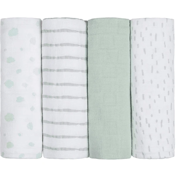 Emma & Noach Gaasluiers Set Van 4 Punten Mint 70 X 70 Cm 3 Emma & Noach Gaasluiers Set Van 4 Punten Mint 70 X 70 Cm