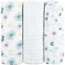 Emma & Noah Hydrofiele Doeken 3 Stuks Bloemen Mint 80 X 80 Cm -MiniMoois emma noah hydrofiele doeken 3 stuks bloemen mint 80 x 80 cm a275501 3