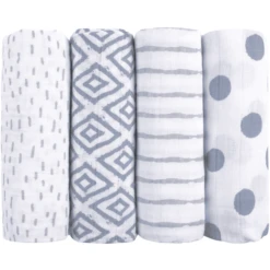 Emma & Noah Hydrofiele Doeken 4 Stuks Blauw 80 X 80 Cm -MiniMoois emma noah hydrofiele doeken 4 stuks blauw 80 x 80 cm a275441 2