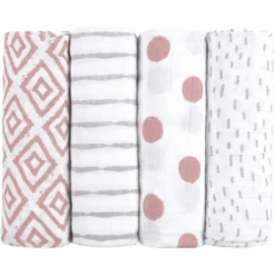 Emma & Noah Hydrofiele Doeken 4 Stuks Roze 80 X 80 Cm -MiniMoois emma noah hydrofiele doeken 4 stuks roze 80 x 80 cm a275419 2