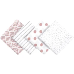 Emma & Noah Hydrofiele Doeken 4 Stuks Roze 80 X 80 Cm -MiniMoois emma noah hydrofiele doeken 4 stuks roze 80 x 80 cm a275419 3