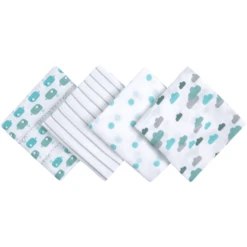 Emma & Noah Hydrofiele Doeken 4 Stuks Walvis Blauw 80 X 80 Cm -MiniMoois emma noah hydrofiele doeken 4 stuks walvis blauw 80 x 80 cm a275446 1