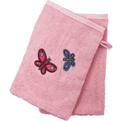 HÜTTE & CO Washandschoen 2 Pakken Vlinder Roze