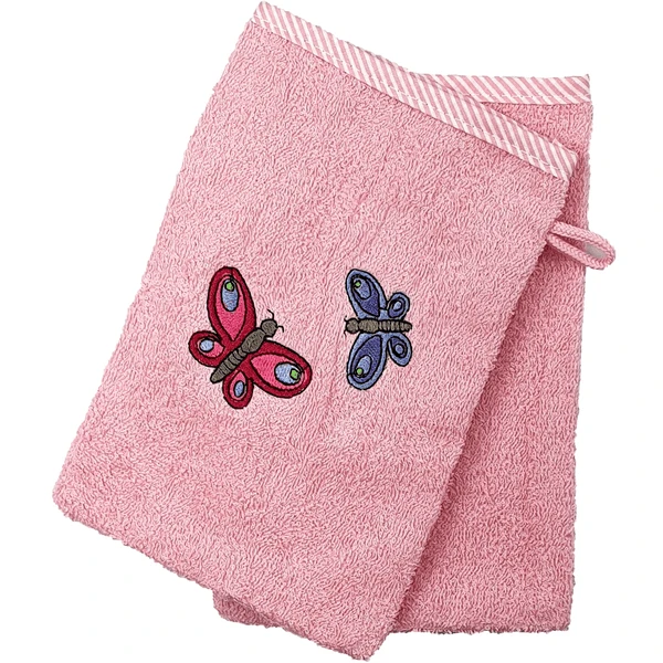HÜTTE & CO Washandschoen 2 Pakken Vlinder Roze 3 HÜTTE & CO Washandschoen 2 Pakken Vlinder Roze