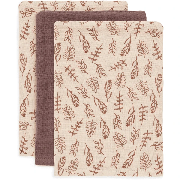 Jollein Gaas Washandje 3-pack Meadow Kastanje 3 Jollein Gaas Washandje 3-pack Meadow Kastanje