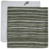 Jollein Keukendoekje Mousseline 2-pack Stripe Olive Leaf Green -MiniMoois jollein keukendoekje mousseline 2 pack stripe olive leaf green a385590