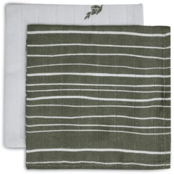 Jollein Keukendoekje Mousseline 2-pack Stripe Olive Leaf Green -MiniMoois jollein keukendoekje mousseline 2 pack stripe olive leaf green a385590 4