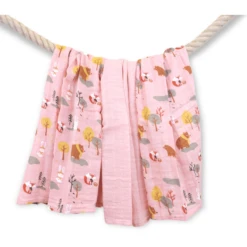 LITTLE Gaasluiers 3-pack Bosdieren Powder Rose -MiniMoois little gaasluiers 3 pack bosdieren powder rose a329241 1