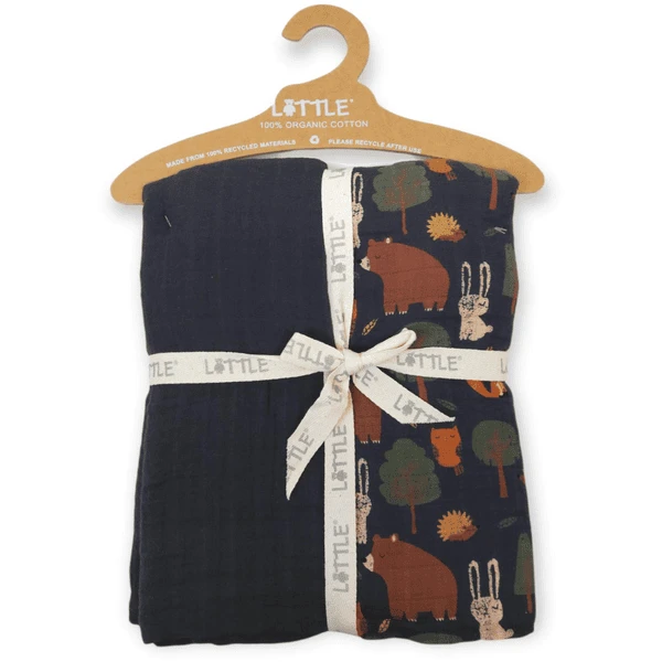 LITTLE Puckdoekjes 2 Stuk Organisch Forest Blauw-grijs 5 LITTLE Puckdoekjes 2 Stuk Organisch Forest Blauw-grijs - Afbeelding 3