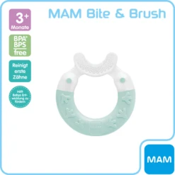 MAM Bijtring Bite & Brush 3+ Maanden, 1 Stuk, Turquoise -MiniMoois mam bijtring bite amp brush 3 maanden 1 stuk turquoise a383307 4