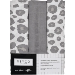 Meyco Gaasluiers 3-Pack Panter Neutraal/Grijs 70 X 70 Cm -MiniMoois meyco gaasluiers 3 pack panter neutraal grijs 70 x 70 cm a353086 1
