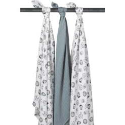 Meyco Swaddles 3-pack Animal/ Stone Green 120x120 Cm -MiniMoois meyco swaddles 3 pack animal stone green 120x120 cm a329421 1