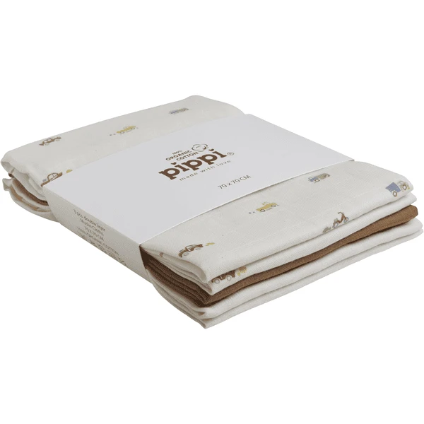 Pippi Mousseline Doeken 3 Pak Bruin 4 Pippi Mousseline Doeken 3 Pak Bruin - Afbeelding 2