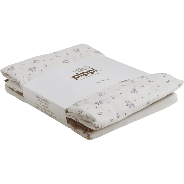 Pippi Muslin Doeken 3 Pack Lavendel 3 Pippi Muslin Doeken 3 Pack Lavendel