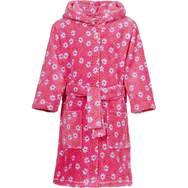 Playshoes Fleece Badjas Bloemen Pink 3 Playshoes Fleece Badjas Bloemen Pink