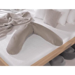 THERALINE Original Voedingskussen Met Hoes Leemgrijs Bamboecollectie -MiniMoois theraline original voedingskussen met hoes leemgrijs bamboecollectie a283555 1