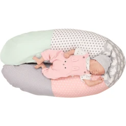 Ullenboom Patchwork Voedingskussen Olifant Mint Roze 190 X 38 Cm -MiniMoois ullenboom patchwork voedingskussen olifant mint roze 190 x 38 cm a268931 3