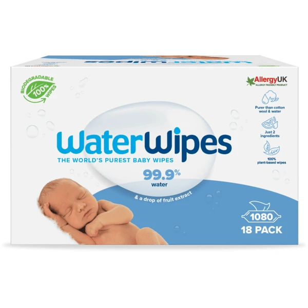 WaterWipes Babydoekjes, Biologisch Afbreekbaar, 1080 Doekjes (18 X 60 Stuks) 3 WaterWipes Babydoekjes, Biologisch Afbreekbaar, 1080 Doekjes (18 X 60 Stuks)