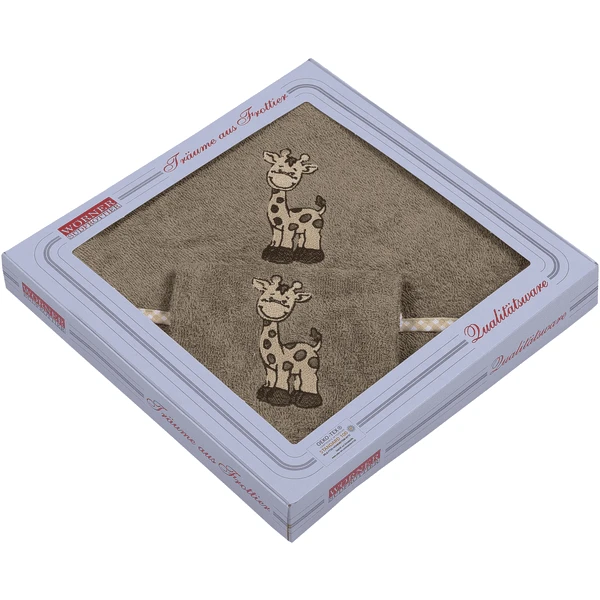 WÖRNER SÜDFROTTIER Set Badhanddoek Met Kap En Washandje Giraffe Lichtbruin 80 X 80 Cm 3 WÖRNER SÜDFROTTIER Set Badhanddoek Met Kap En Washandje Giraffe Lichtbruin 80 X 80 Cm